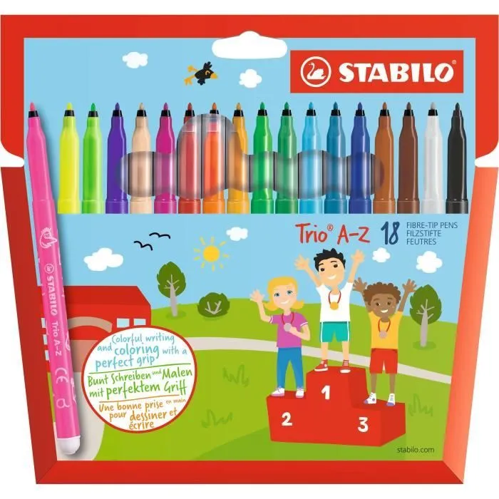 Feutres de coloriage Trio A-Z - STABILO - 18 pièces - Pointe moyenne-0