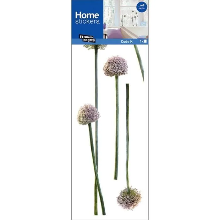 Sticker - NOUVELLES IMAGES - Fleurs d'ail rose - Électrostatique - 50 cm - Décoratif-1