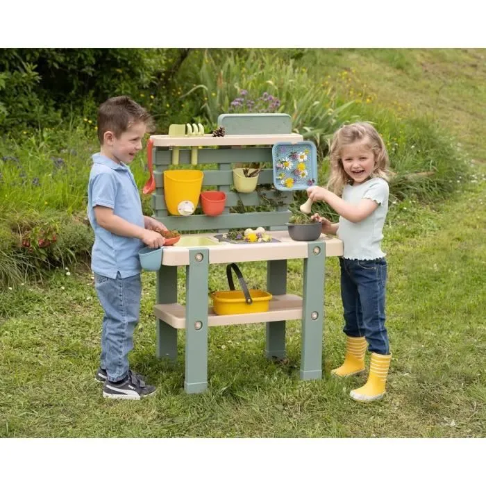 Smoby Life - Mud Kitchen - Jeu de cuisine en extérieur - 15 accessoires - Anti-UV - Matière Recyclée - Dès 3 Ans-1