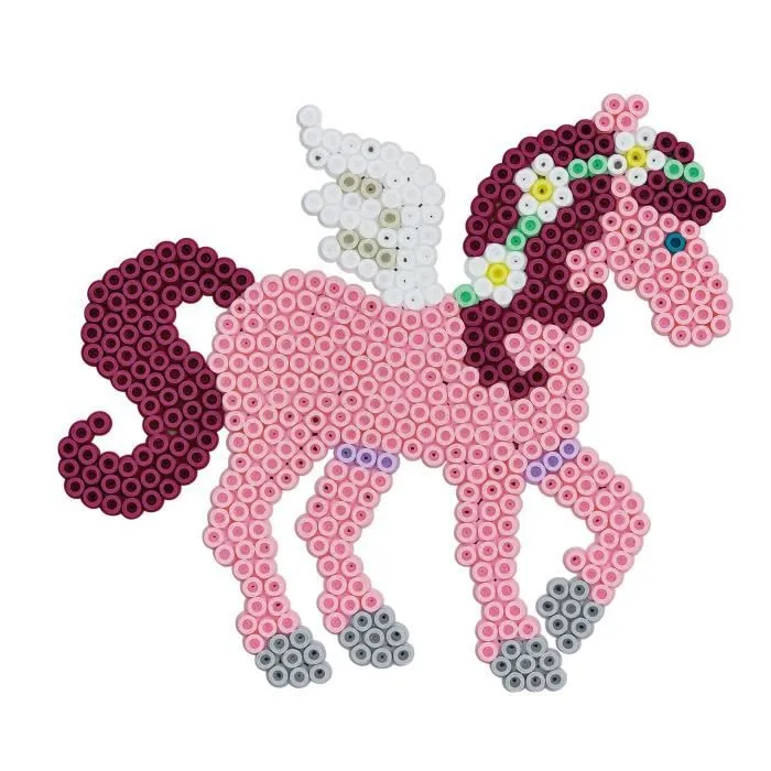HAMA - Boite "Les Chevaux Fantastiques" - 1500 perles à repasser taille MIDI et 1 plaque - Loisirs créatifs - Dès 5 ans-1
