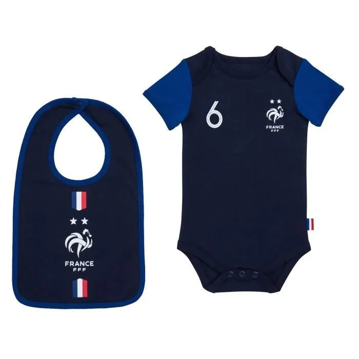 Body + bavoir FFF bébé Paul POGBA - Collection officielle Equipe de France de Football-1