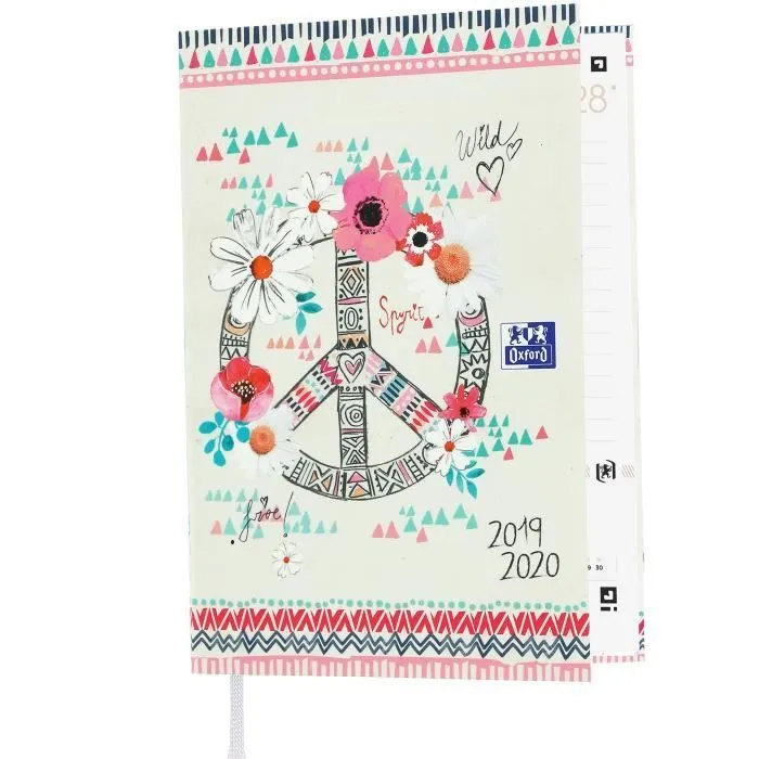 OXFORD Agenda 100738434 - 12 x 18 cm - 1 jourà la page - Couverture Integra - 352 P - Décor Peace & Love-0