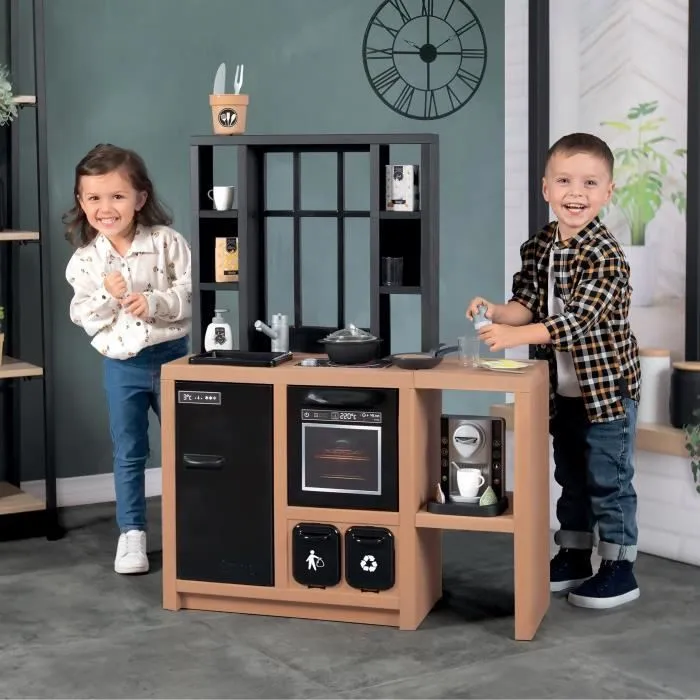 Cuisine pour enfants Smoby Loft avec 32 accessoires, design industriel, dès 3 ans-3