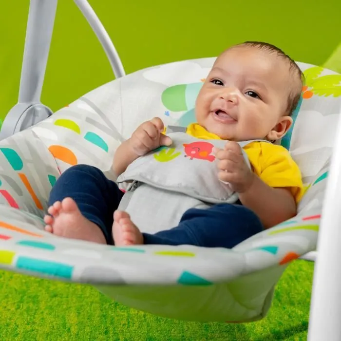 BRIGHT STARTS Balancelle bébé électrique compacte – Animaux, 6 vitesses balancement, 10 chansons, 2 position d'inclinaison-3