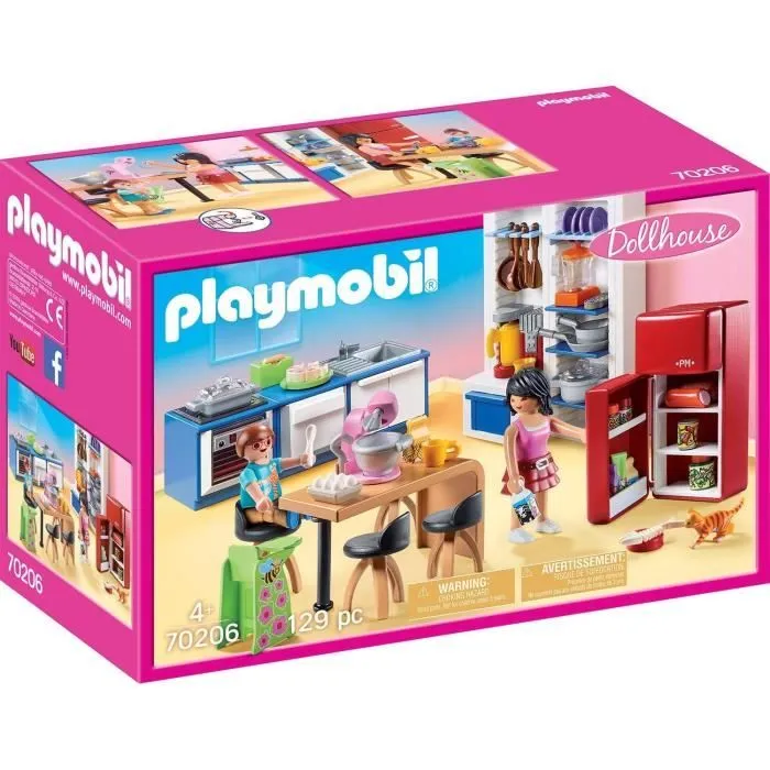 PLAYMOBIL 70206 Cuisine familiale, Dollhouse La Maison Traditionnelle, 129 pièces, dès 4 ans-0