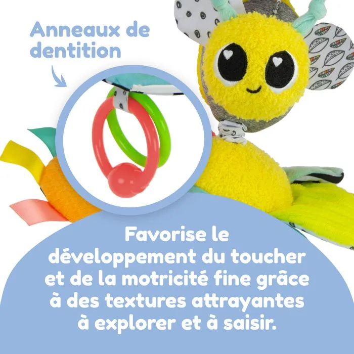 Peluche d'éveil sensoriel - Lamaze - Buzzy l’Abeille - Jaune - 0 à 6 mois - Clipser pour voyager-4