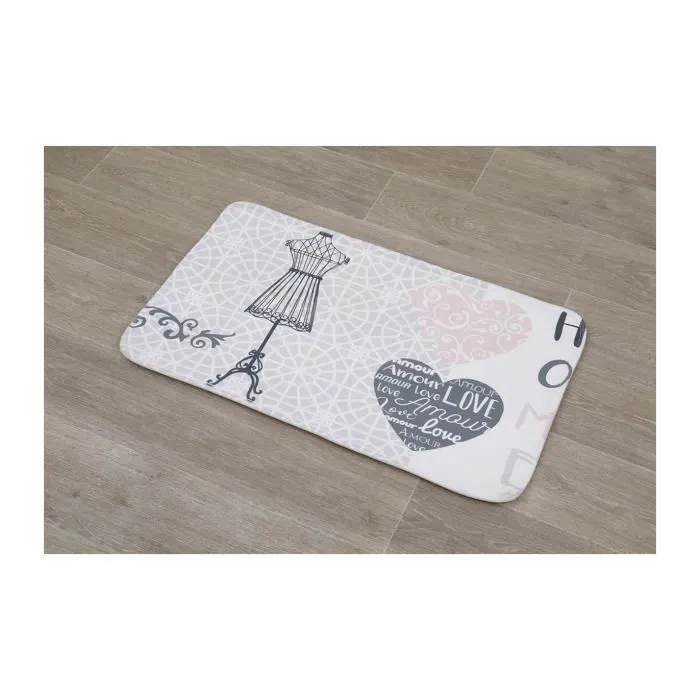 Tapis de salle de bain en Microfibre 45 x 75 cm déco Mademoiselle - TENDANCE - Gris-1