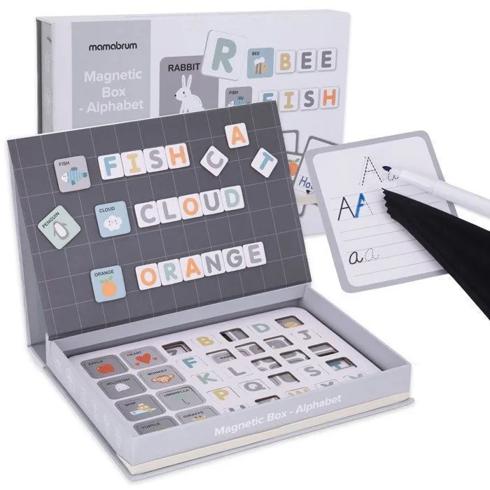 Puzzle magnétique - Mamabrum - MAM49 ABC BOX - Alphabet - 26 cartes - 78 tuiles magnétiques-0