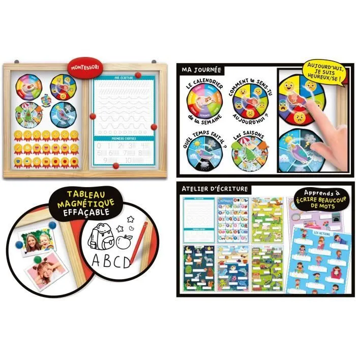 Tableau éducatif - LISCIANI - Montessori Pen - Super école - Activités journalières - Roue des émotions - Écriture Montessori-5