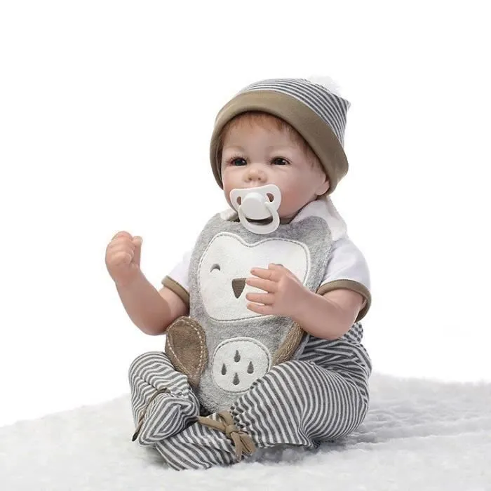 Poupée Reborn en Silicone - Cadeau d'Anniversaire pour Bébé de 3 Ans - 53cm-1