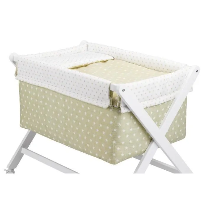 Interbaby berceau 90 x 55 cm bois/coton beige/blanc 5-pièces-0