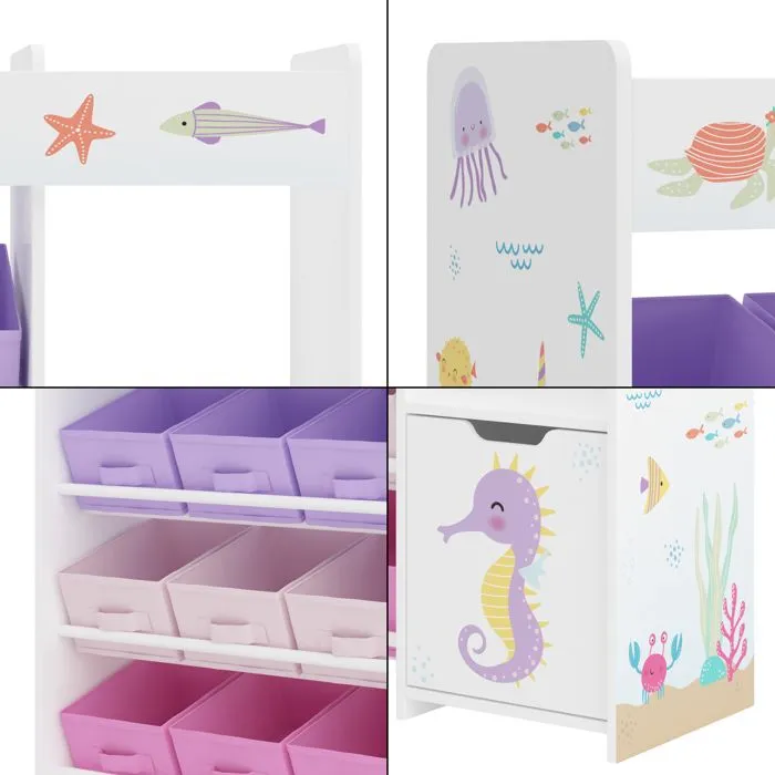 Étagère enfant Søndreland à motif océan 80 x 90 x 30 cm fuchsia violet rose-5