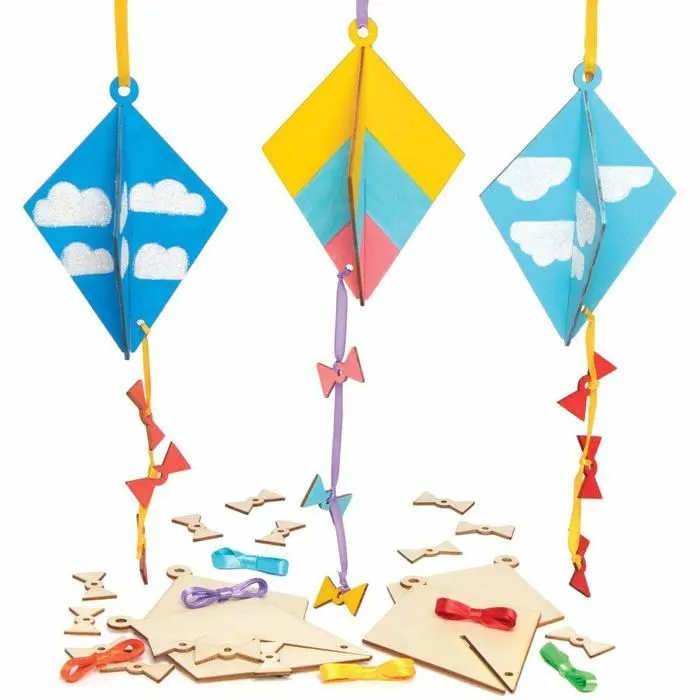 Baker ross - AT675 - Kits de decoration en bois cerf-volant - Loisirs creatifs a theme pour enfants (Paquet de 6)-1