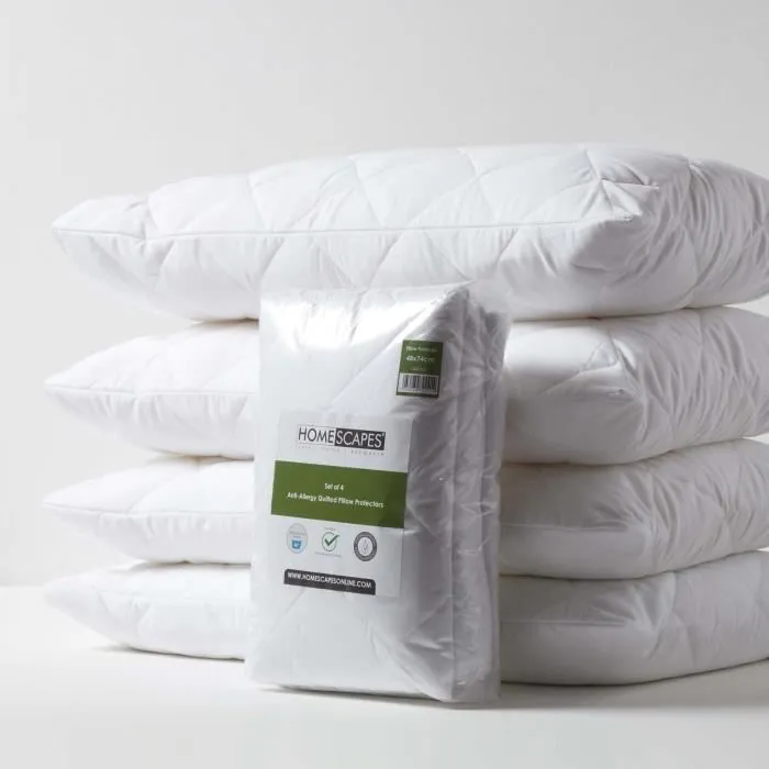Protège-oreiller anti-acariens - HOMESCAPES - 50 x 75 cm - Lot de 4 - Hypoallergénique - Lavable en machine-0