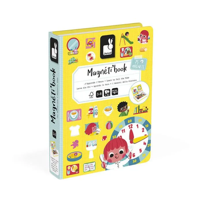 Jeu éducatif magnétique en carton - JANOD - Magnéti'book j'apprends l'heure - 75 magnets - Dès 3 Ans-0