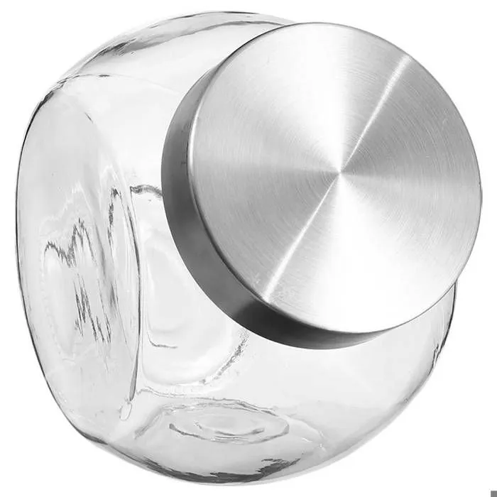 Bocal à bonbons en verre et inox - Secret de Gourmet - 16 x 11.5 x 16 cm-0