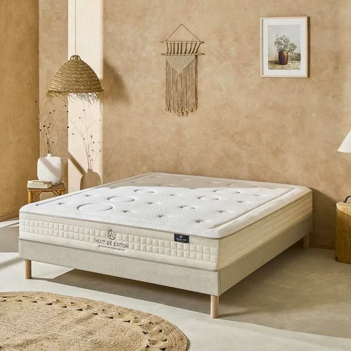 Ensemble PRELUDE 2.0 90x200 cm | Matelas Latex 100% Naturel + Sommier Bois | Beige-2