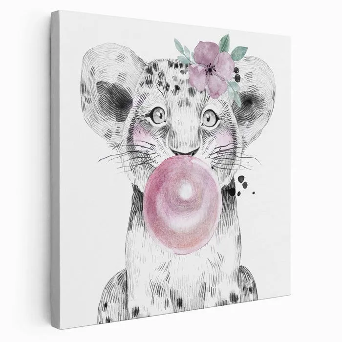 Tableau toile Enfants Carré - Lion bulle 3617681208433 - 30x30 cm-0