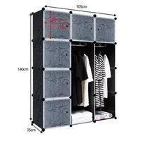 Armoire de Chambre en Plastique LZQ - 12 Cubes - Noir avec Motif-2