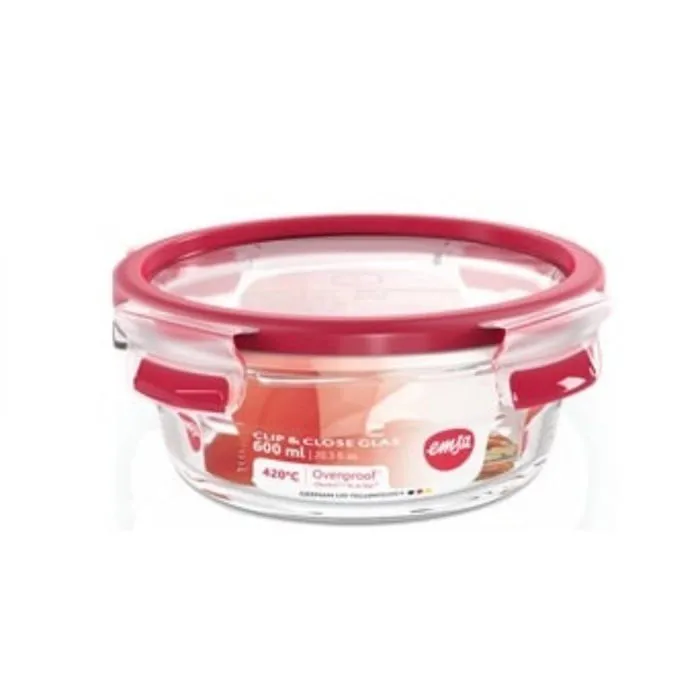 Boite ronde EMSA - 0.1L rouge - Clip & Close-0