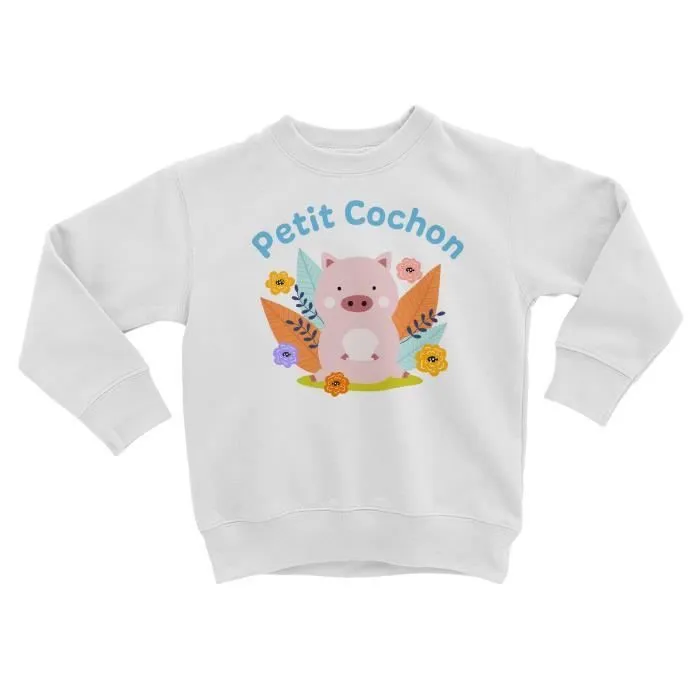 Sweatshirt Enfant Petit Cochon Dessin Illustration Mignon-0