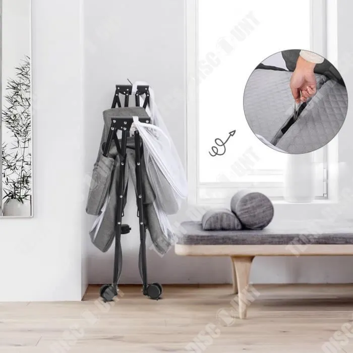 TD® Berceau lit élévateur portable pliable de style européen pour nouveau-né avec moustiquaire et lit de jeu amovible à roulettes-1