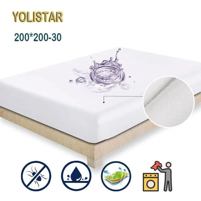 YOLISTAR- Protège matelas 200x200-30cm | Alèse Imperméable et Micro Respirante | Souple et Silencieux