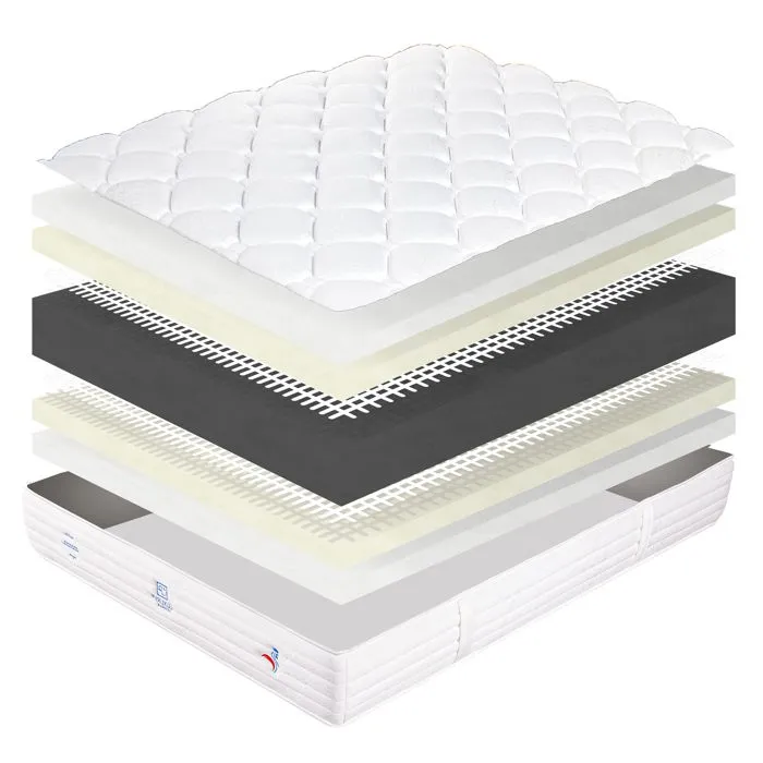 Ensemble Matelas 90x190 cm, Patriote Mousse, 27 cm, mémoire de forme , ferme, face été/hiver + sommier beige ep20cm-3