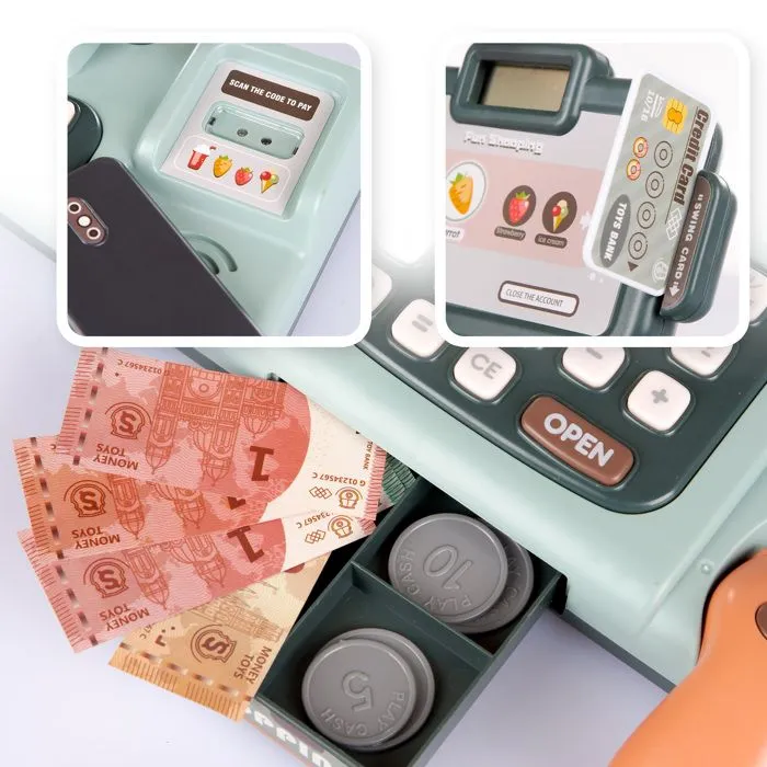 Kinderplay Caisse enregistreuse enfant avec calculatrice, sons, lumière, scanner, accessoires – dès 3 ans, KP3437-3