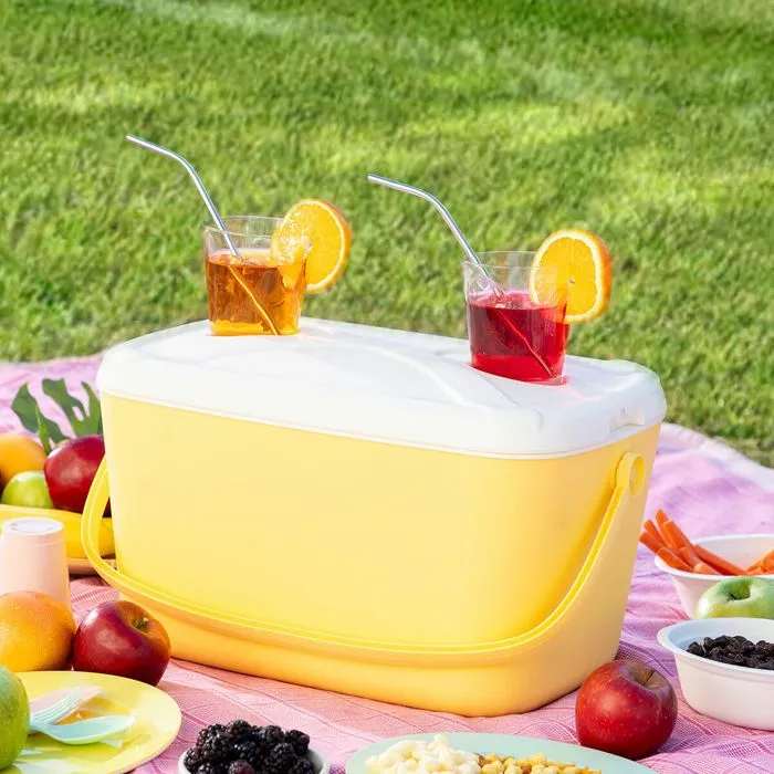 Glacière Rigide Portable - InnovaGoods - 15 L - Design Rétro - Couvercle Multifonctionnel - Léger et Maniable-3