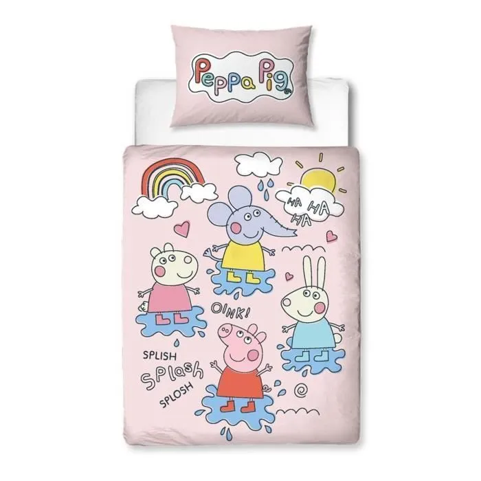 Parure de lit - Peppa Pig - Playful Junior - Housse de couette et taie - Rose - Enfant-0