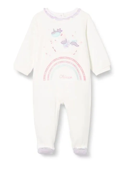 Entretien robot bebe - sac robot bebe Chicco , Combinaison licorne en chenille avec pied, Bébé fille, Blanc (359), 9 mois-0