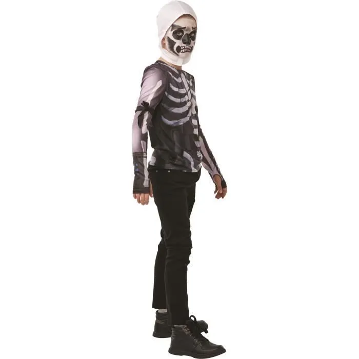 FORTNITE - RUBIES - Top Ado Skull Trooper - Manches longues, cagoule et brassard - Enfant 9 ans et plus - Noir-2