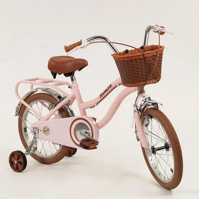 Velo 16 pouces Vintage enfant fille panier rose Hollandais GUIZMAX-1