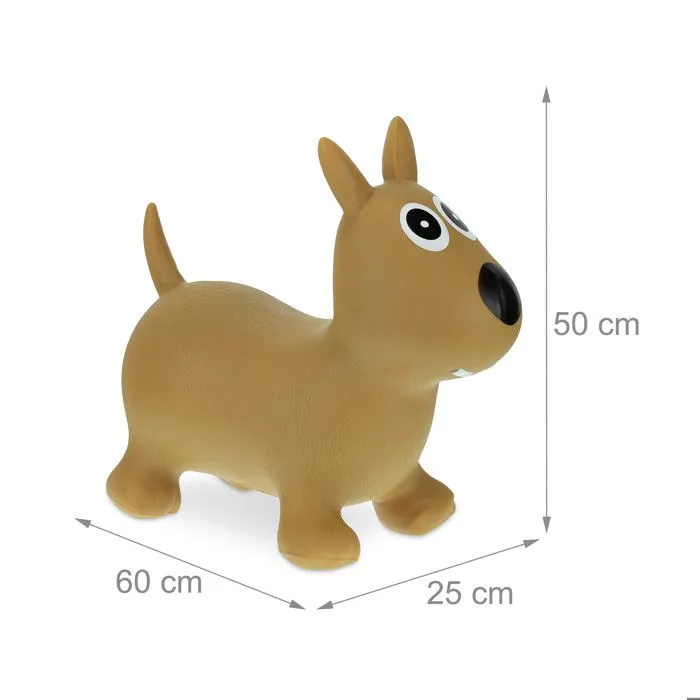 Relaxdays Animal sauteur avec pompe à air, jouet en forme de chien, charge max. 50 kg, sans BPA, enfant, marron clair-3
