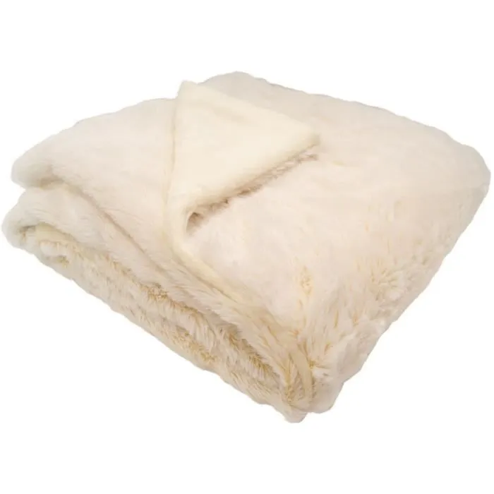 Couverture doublée - DOMIVA - Ultra douce et chaude - 75 x 100 cm - Crème-0