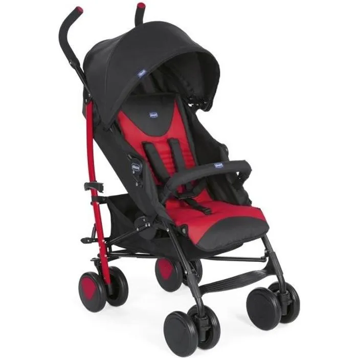 CHICCO Poussette canne Echo - Dès la naissance - Jusqu'à 15kg - Dossier réglable - Avec arceau de sécurité - Scarlet-0