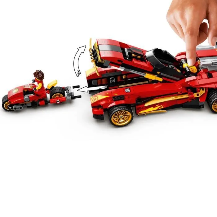 LEGO® NINJAGO 71737 Le Chargeur Ninja X-1, Jouet de Voiture et Moto, 5 Figurines, Cole en Or-2