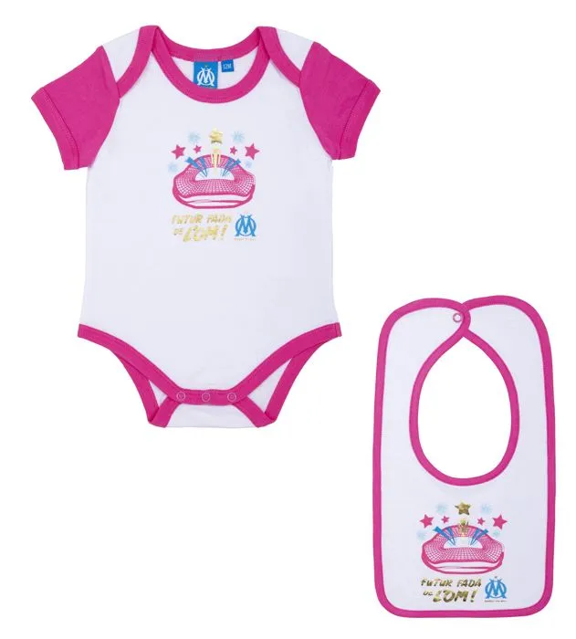Body bavoir bébé fille OM   Collection officielle OLYMPIQUE DE MARSEILLE  730-0