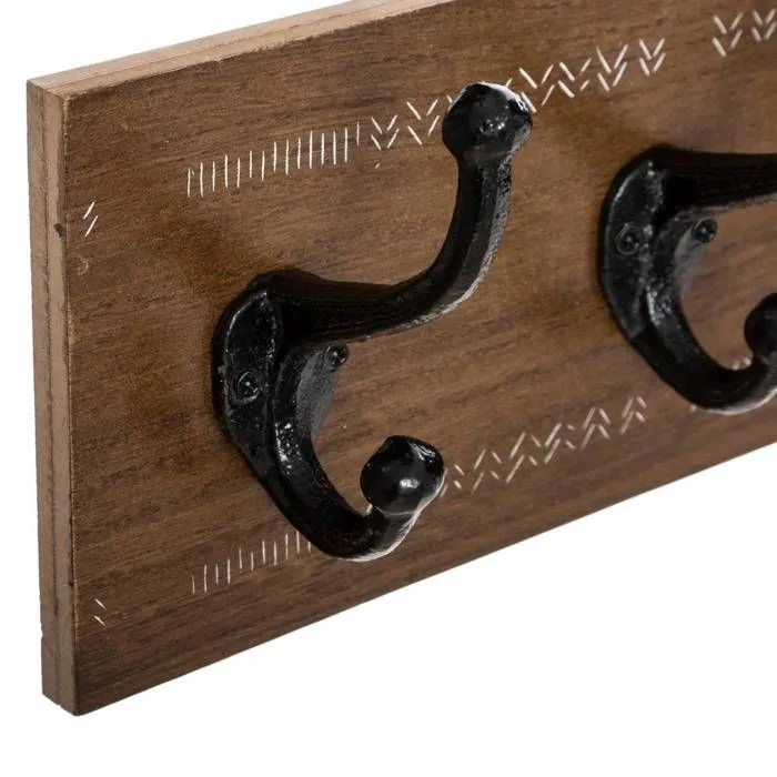 Patère - ATMOSPHERA - Bois MDF - 5 Crochets - Métal Noir - 49,5 cm - Contemporain-1