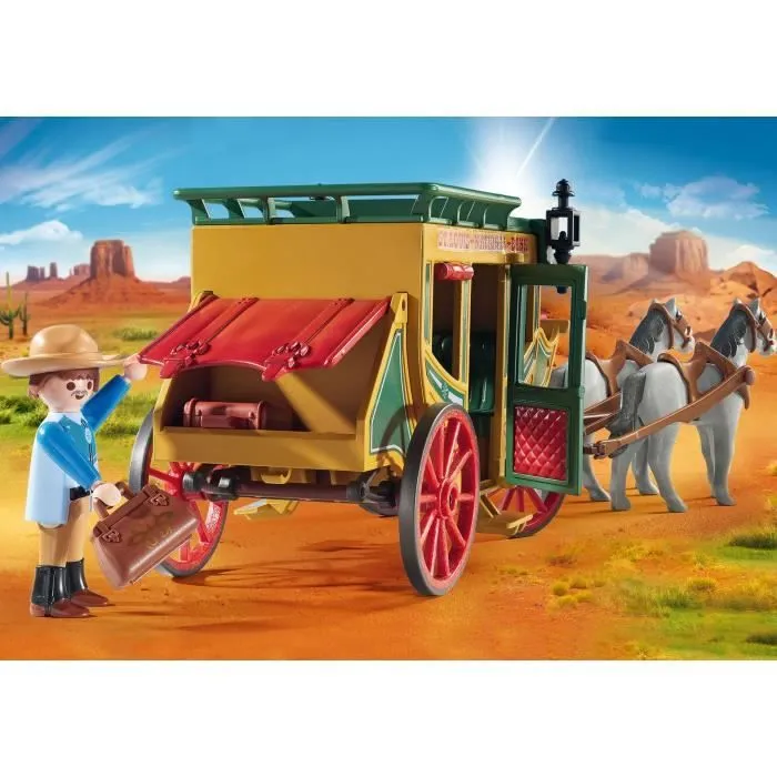 PLAYMOBIL Western Diligence du Far-West avec deux personnages et leurs bagages - Mixte - A partir de 4 ans-4