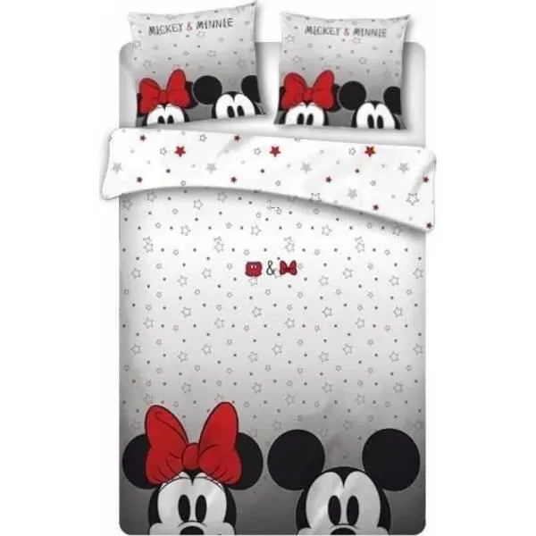 Mickey et Minnie - Parure de couette 240 x 200 + taie d'oreiller + Drap Housse 140 x 190 Rouge - HOMEROKK-0