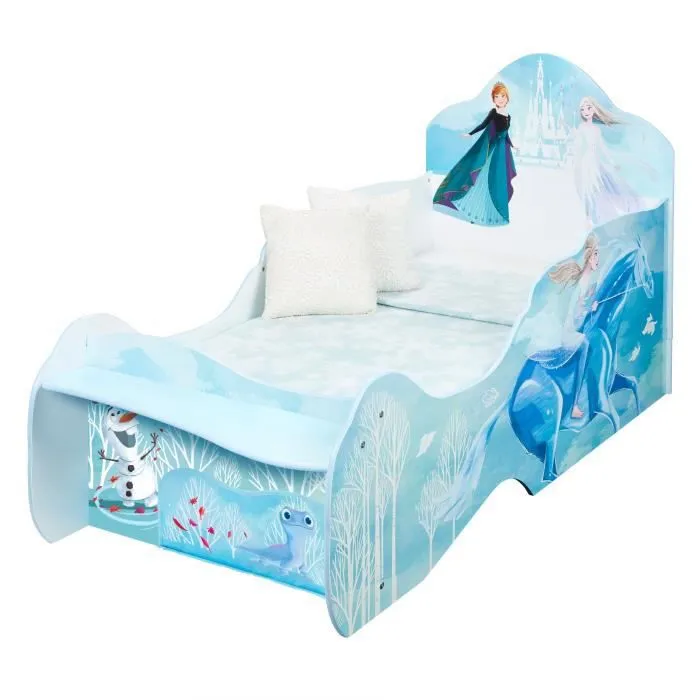 Disney La Reine des Neiges - Lit pour enfants avec étagère et tiroir de rangement sous le lit pour matelas 140cm x 70cm-2