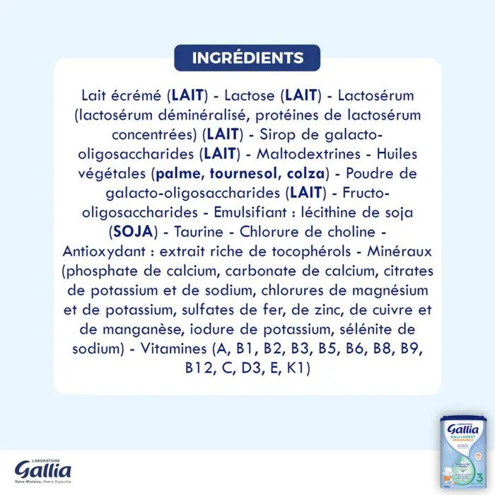 Lait en Poudre Premium 3 (900g) - Galliagest Dès 12 Mois-5