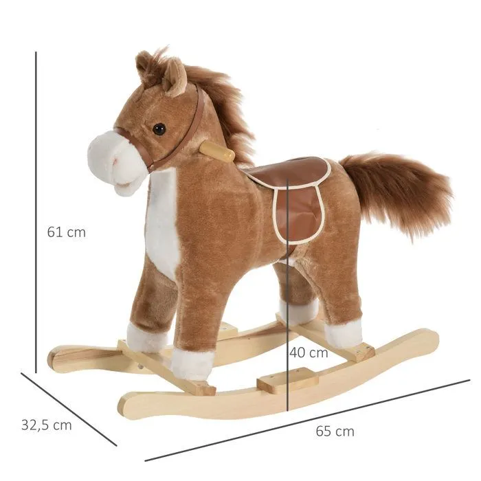 HOMCOM - cheval à bascule - Bois - 65x32x61cm - Brun-3