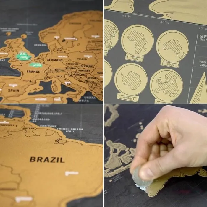Carte du Monde à Gratter - Luckies - Noir - 82,5 x 59,4 cm - Objets décoratifs - Mixte-1