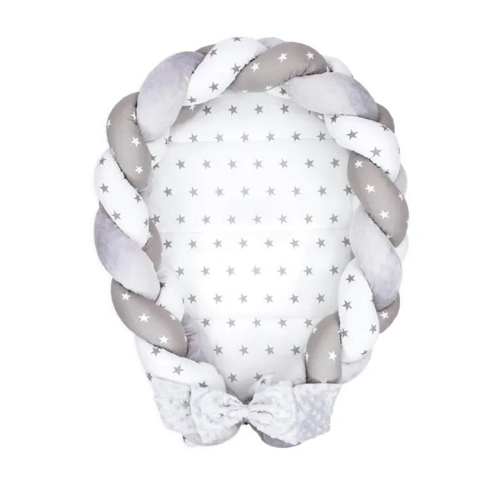 Tapis D'eveil d'enfant nouveau-né nid bébé - Coussin de sol, tresse ensemble pliable nid bébé double face lit bébé 75X45 cm Étoiles-1
