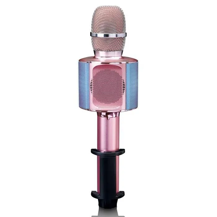 Lenco BMC-090PK - Microphone Bluetooth® pour karaoké avec enceinte et éclairage - Rose-2