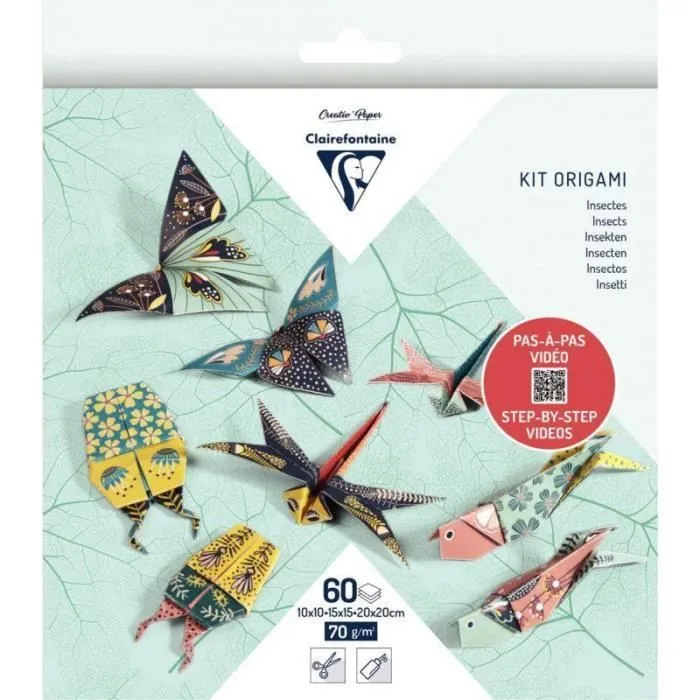 Pochette de 60 feuilles Origami insectes - Marque - 3 formats - Pour enfants dès 8 ans-0