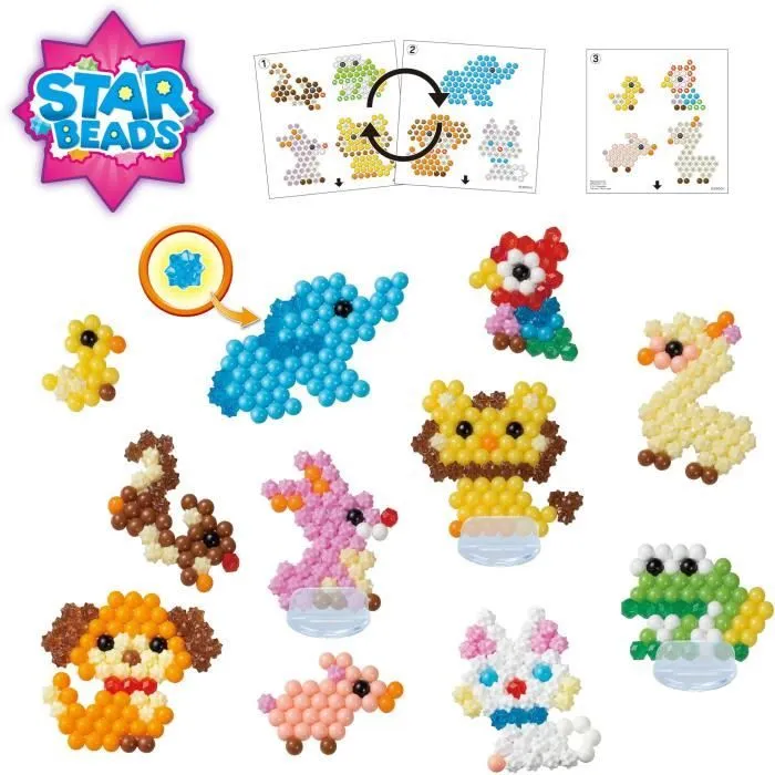 Loisir créatif - AQUABEADS - Recharge fête des animaux - Plus de 600 perles - Mixte - A partir de 4 ans-0